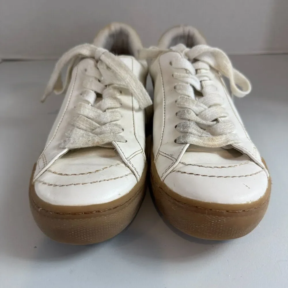 Universal Thread Women's White Lace Up Sneakers Shoes Pink Yellow Size 7.5